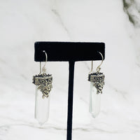 Silver Om Earrings, Handmade Silver Hoops, Silver Earrings, Gift For Her, Bohemian Earrings, Sterling Silver, Crystal Earrings