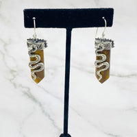Snake Earring, Crystal Jewelry, Handmade Silver Earrings, Silver Hoops, Gift For Her, Dangle Earrings, Bohemian Jewelry, Statement Earring