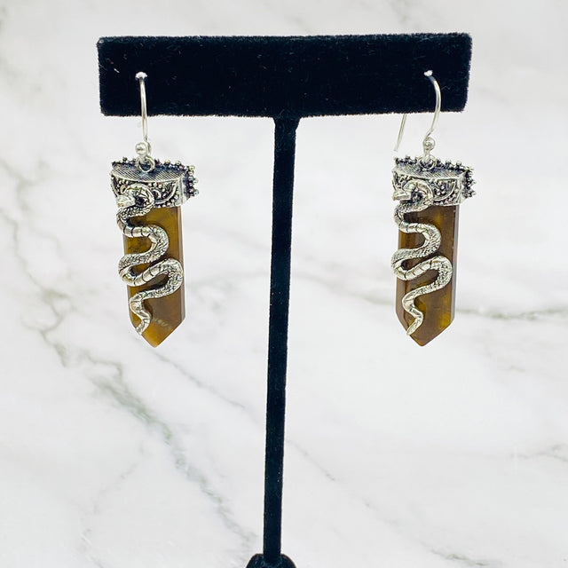 Snake Earring, Crystal Jewelry, Handmade Silver Earrings, Silver Hoops, Gift For Her, Dangle Earrings, Bohemian Jewelry, Statement Earring