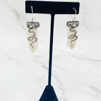 Snake Earring, Crystal Jewelry, Handmade Silver Earrings, Silver Hoops, Gift For Her, Dangle Earrings, Bohemian Jewelry, Statement Earring