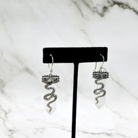 Snake Earring, Crystal Jewelry, Handmade Silver Earrings, Silver Hoops, Gift For Her, Dangle Earrings, Bohemian Jewelry, Statement Earring