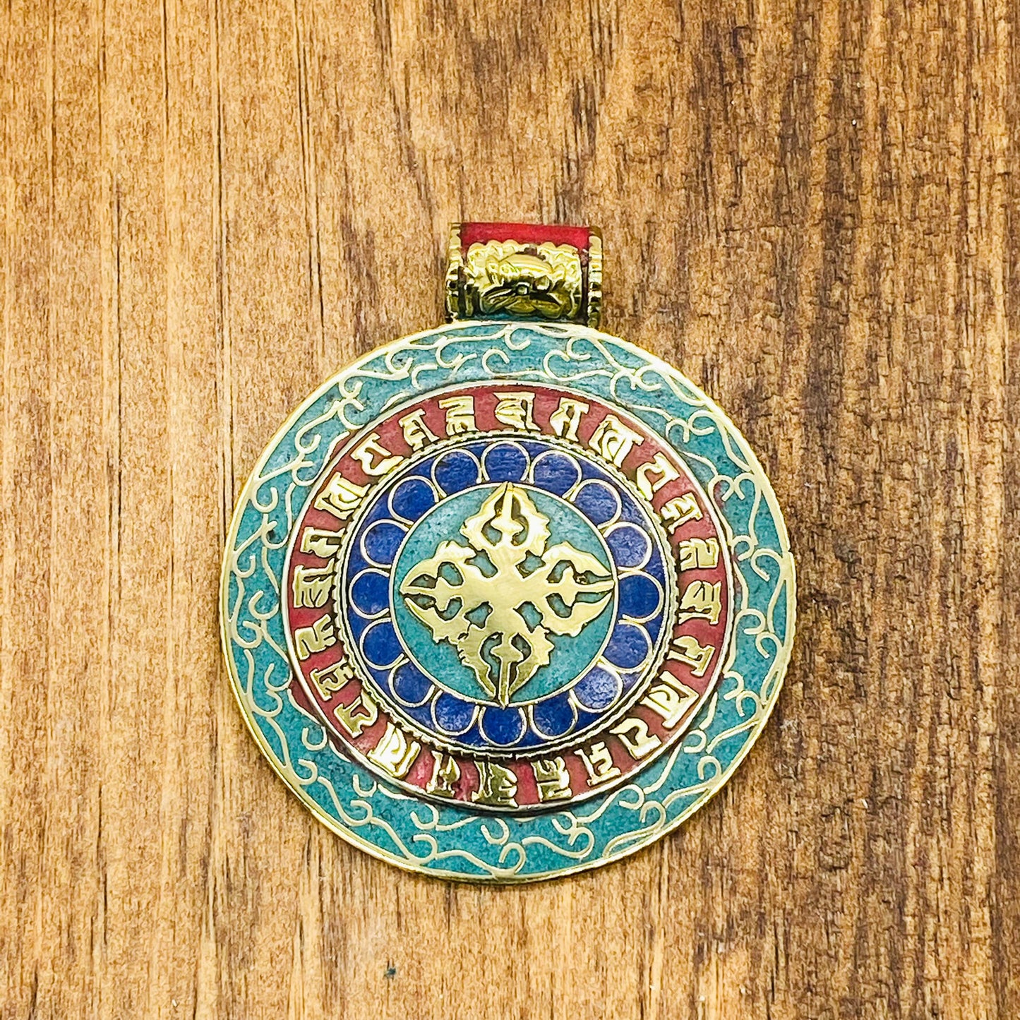 Round Dorje/Vajra Pendant, Dorje Necklace, Thunderbolt Jewelry, Ethnic Dorje Pendant, Buddhist Amulet for Protection, Antique Vajra