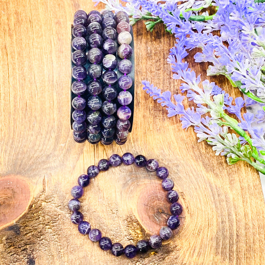 8mm Amethyst bracelets, stretch bracelets, Healing Jewelry, Calming Stone Beaded Bracelet, Handmade Crystal Bracelets
