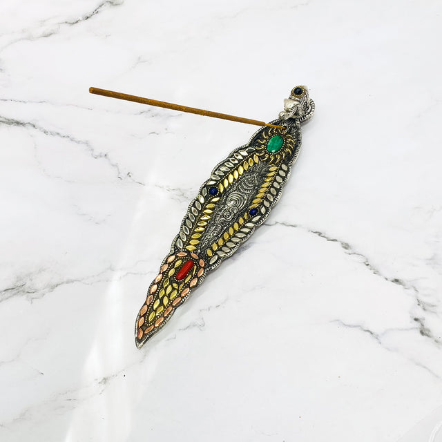 Handmade Leaf Style Metal Incense Burner/Holder, Elephant Incense Holder, Cone Incense Burner, Elephant Decor