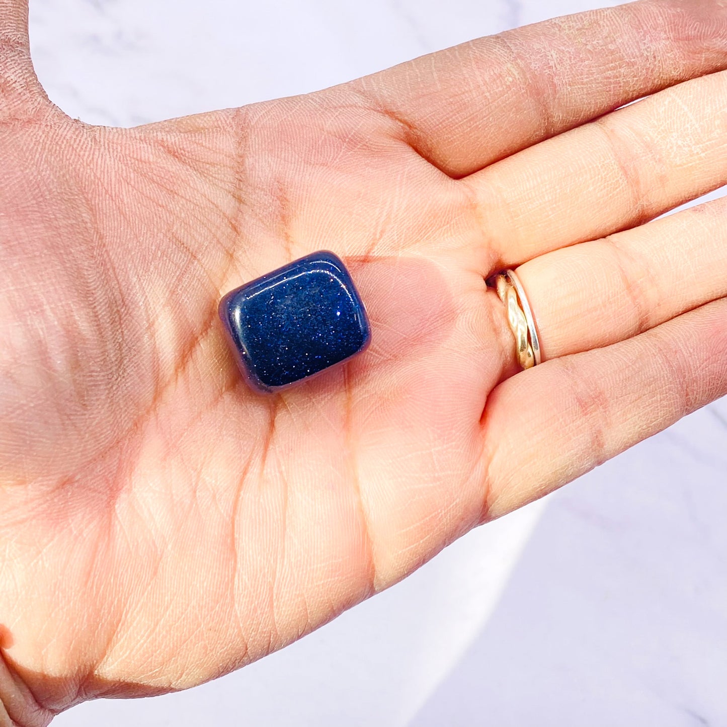Blue Goldstone Tumble stone, 100% Genuine Goldstone, Chakra Healing Crystal, Man- Made Stone, Crystal of Ambition and Courage, Pocket stones