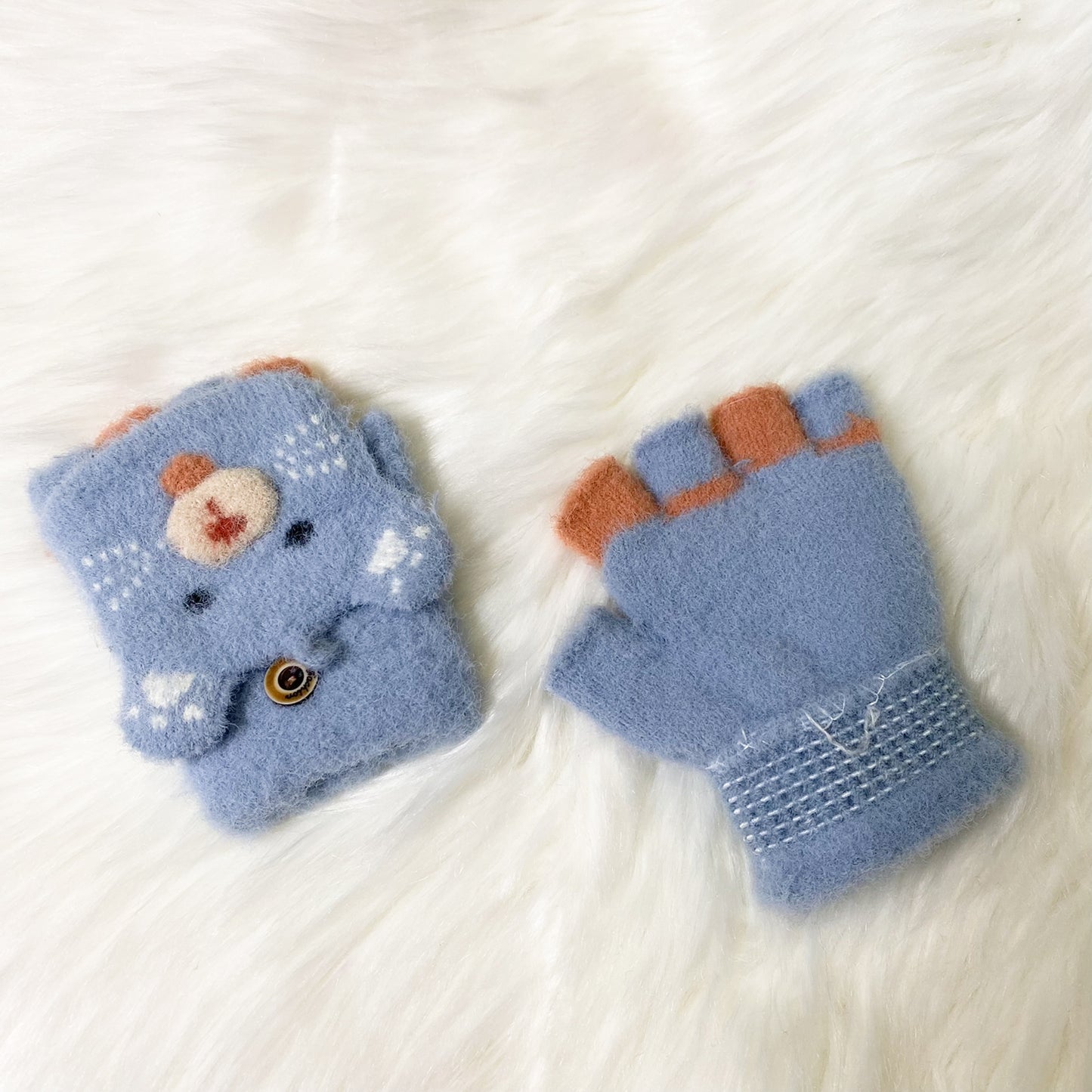 Toddler Half Finger Convertible Winter Gloves/Mittens