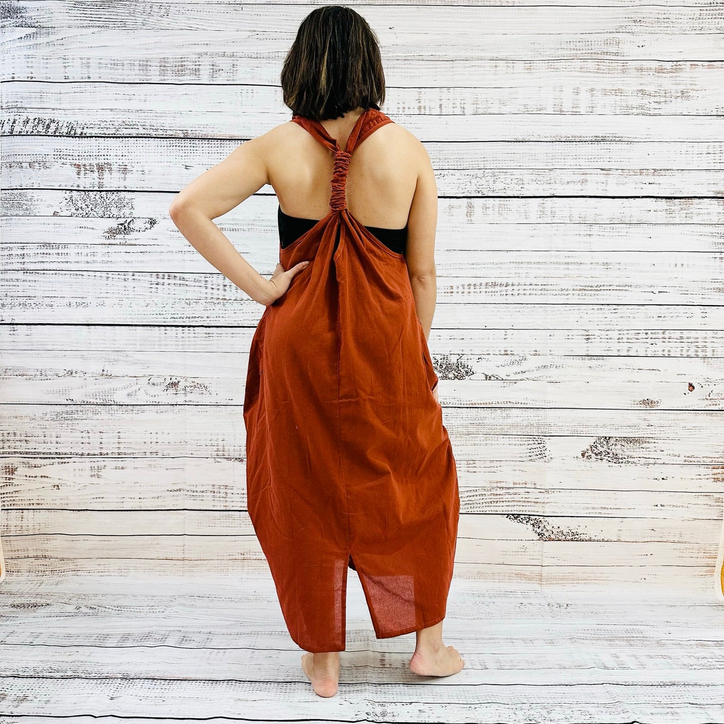 Soft Cotton Long Racerback Dress with Pockets