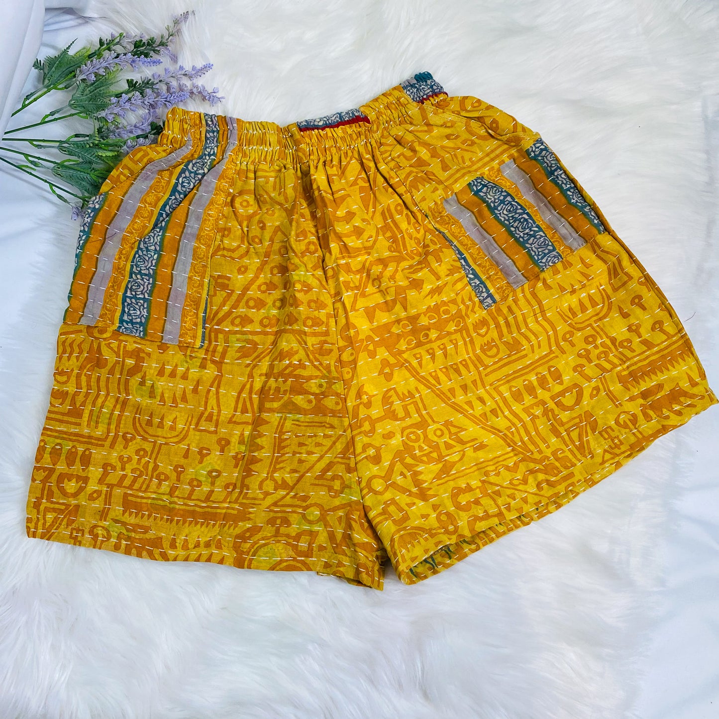 Vintage Cotton  Kantha Shorts