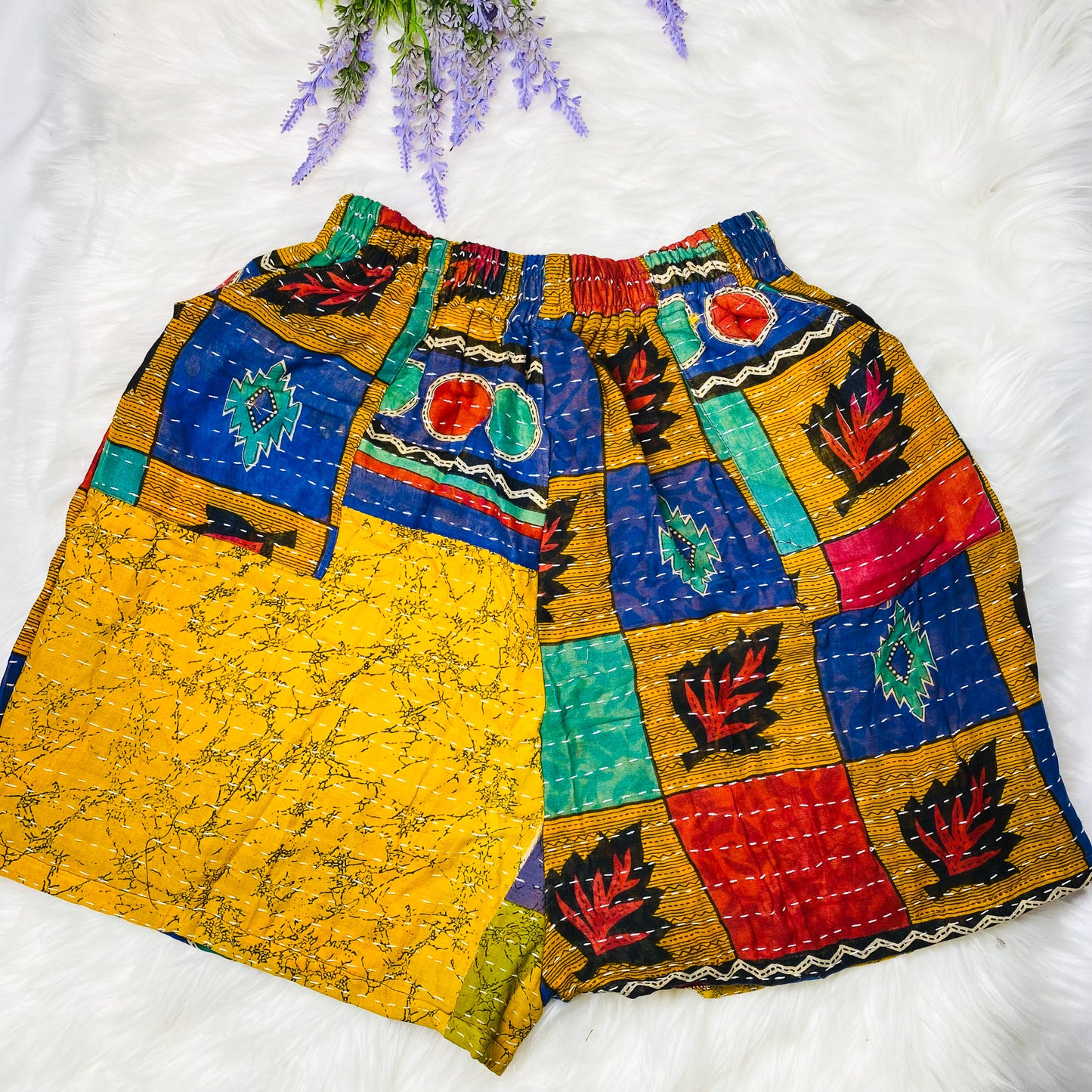 Bohemian Kantha Cotton Shorts
