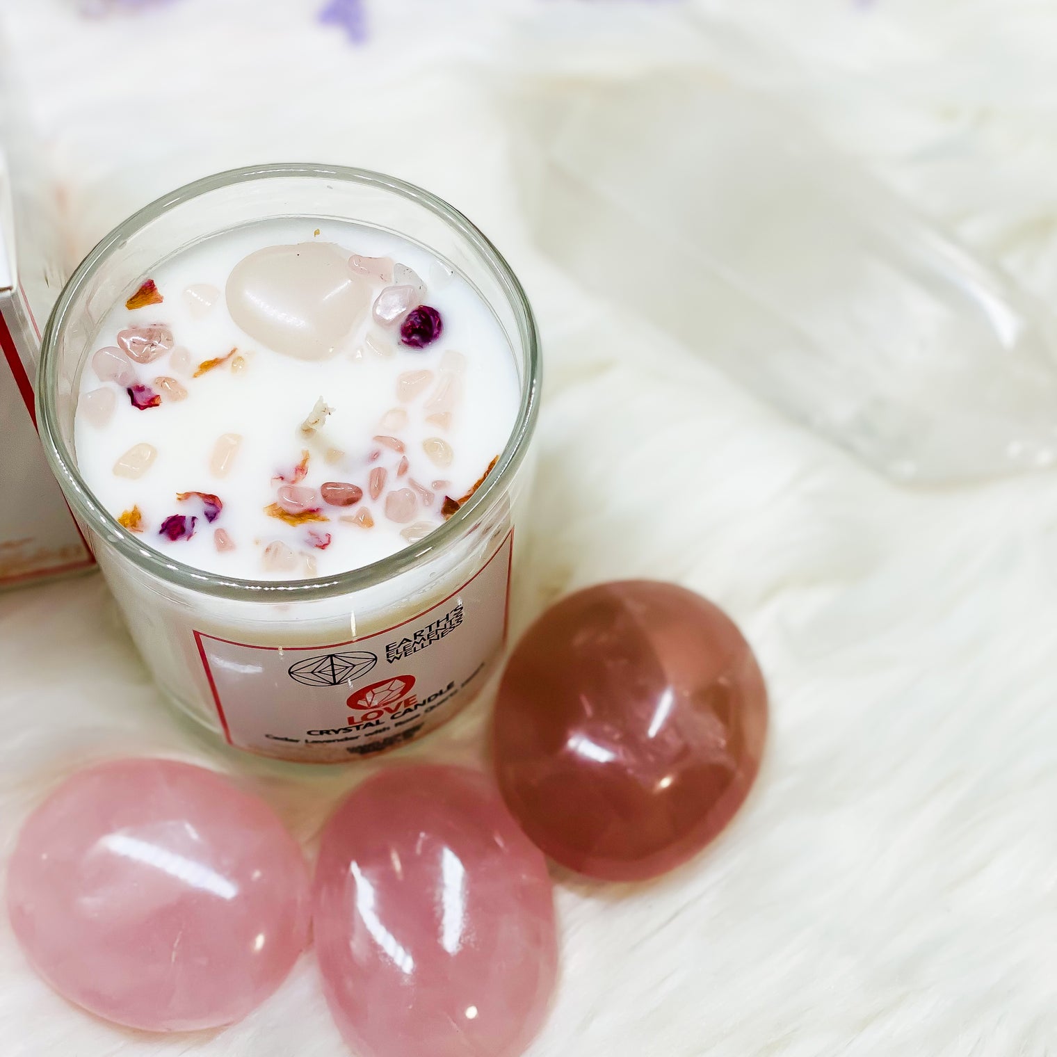 Lavender With Rose Quartz Heart Candle