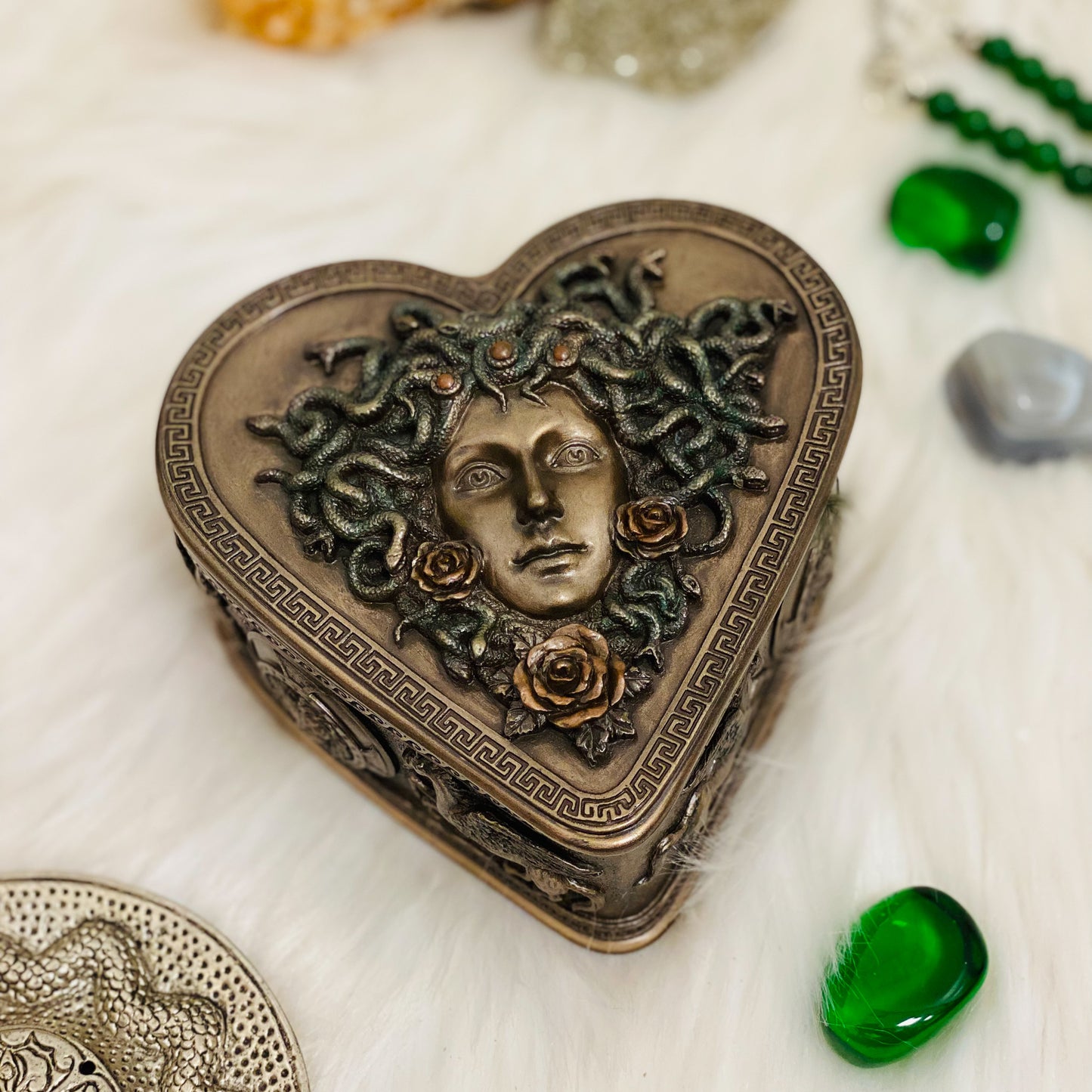 Handmade  Medusa Heart Shaped Trinket Box