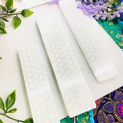 Etched Selenite Charging Plate with Flower of Life