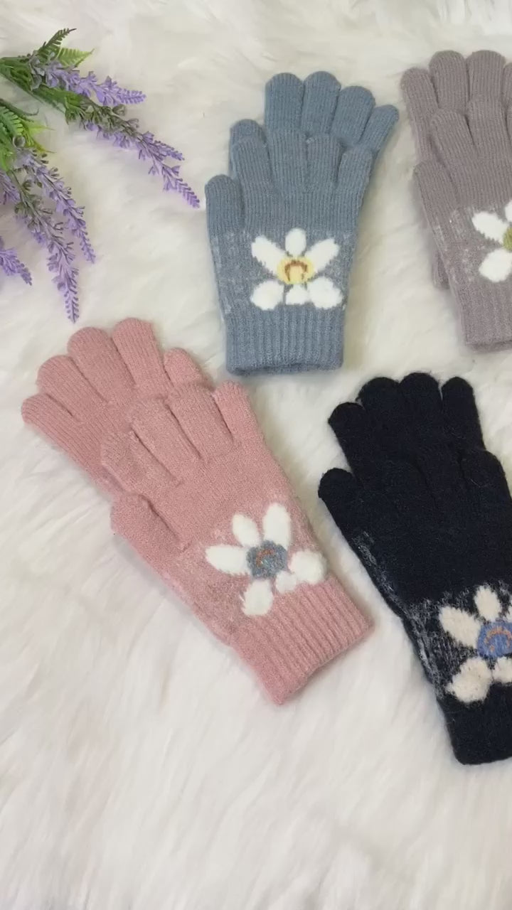Fleece Lined Kids Handknit Gloves, Mittens for 4 to 8 years Old