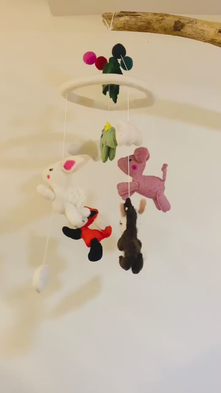 Handmade Bunny Felt Mobile Nursery Decor