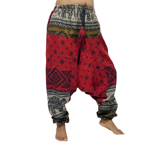 Wool Pants, Elephant Print Yoga Trousers, Unisex Winter Pants, Merino Wool, Harem Pants, Baggy Pants, Warm Pants