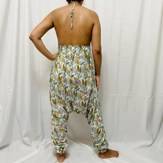 Backless top romper pants