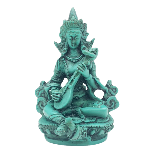 Saraswoti Statue,Handcarved Maa Saraswati Figurine,Goddess of Knowledge,Wisdom,Hindu Diety of Art, Music,Spiritual Decor,Hindu Altar Goddess