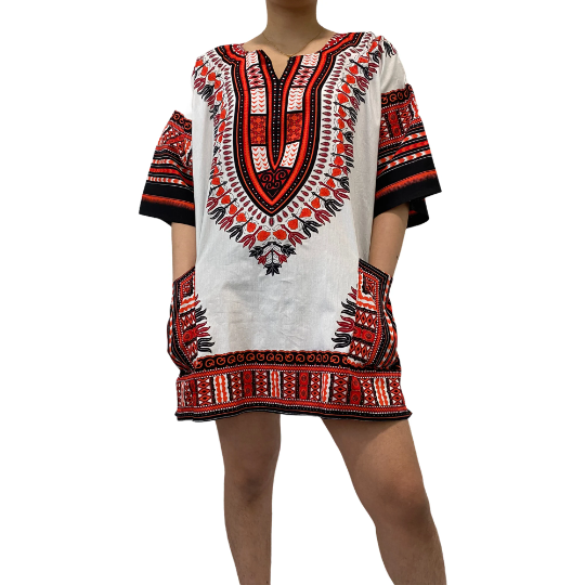 Unisex Dashikis,African Style Tops,Cotton Dashiki,Handmade Loose Tshirts,Colorful Shirts,White,Green,Red Dashiki,Colorful Summer Shirts