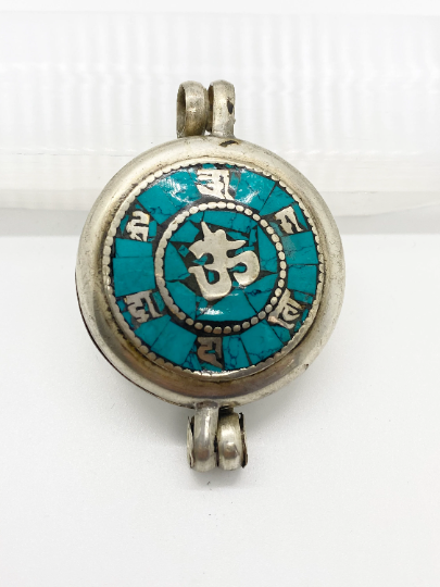 Handmade Medium Tibetan Box Style Pendant with Vajra and OM Symbol