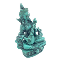 Saraswoti Statue,Handcarved Maa Saraswati Figurine,Goddess of Knowledge,Wisdom,Hindu Diety of Art, Music,Spiritual Decor,Hindu Altar Goddess