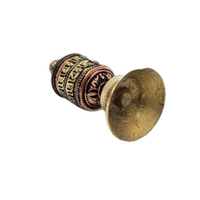 Handmade 2 inches Tall Prayer Wheel with Dharma Wheel Mantra Roll Inside, Buddhist Spinning Prayer Wheels, Buddhist Altar Decor
