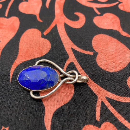 Lapis Lazuli Pendant, Sterling Silver Necklace, Crystal Pendants, Polished Gems, Stone for Creativity Necklace,