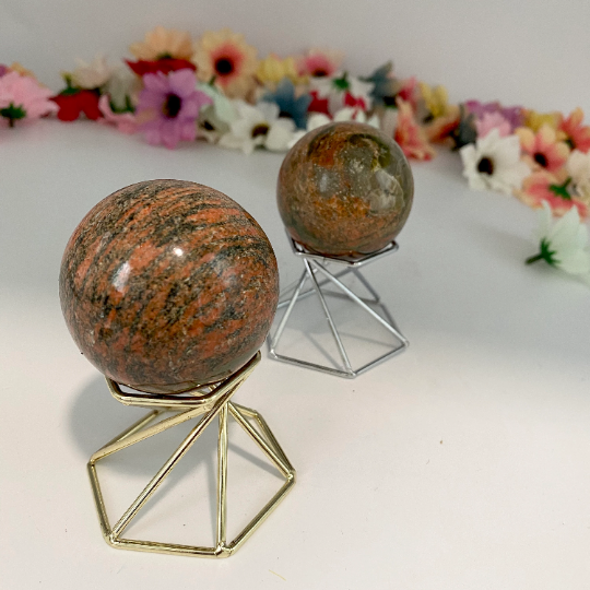 Unakite Crystal Sphere, 49mm Unikite Round Gemstone Ball, Unakite Jasper Sphere, Crystal Decor, Grounding Crystal, Balancing,Stone of Vision