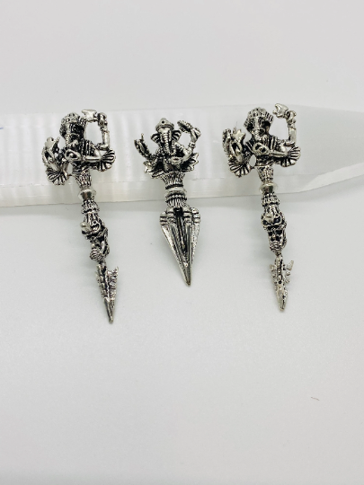 Silver Ganesh Pendant,Ganesha Necklace,Symbol of Goodluck, Success,Elephant Pendant,Long Ganesh Charm,Yoga, Ganesh Chams,Vintage Pendant