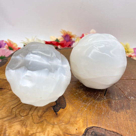 Selenite Sphere, 67mm Selenite  Ball, Asymmetrical Shape Selenite Balls, Satin Spar Sphere Selenite Stone, Polished Selenite