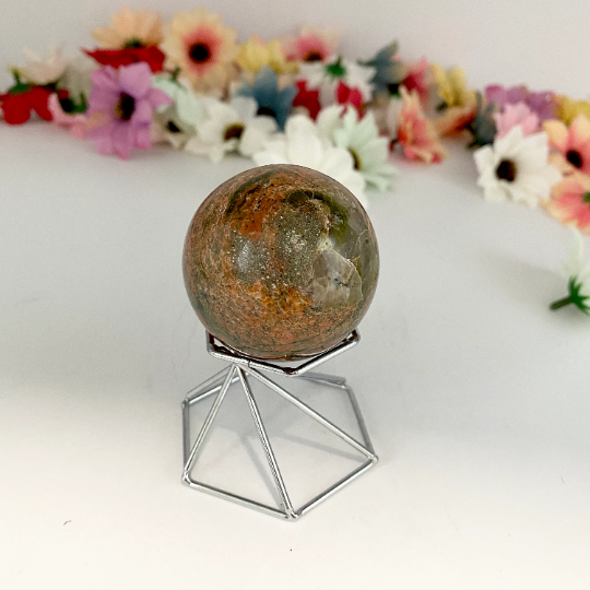 Unakite Crystal Sphere, 49mm Unikite Round Gemstone Ball, Unakite Jasper Sphere, Crystal Decor, Grounding Crystal, Balancing,Stone of Vision