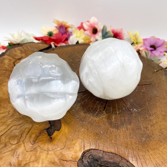 Selenite Sphere, 67mm Selenite  Ball, Asymmetrical Shape Selenite Balls, Satin Spar Sphere Selenite Stone, Polished Selenite