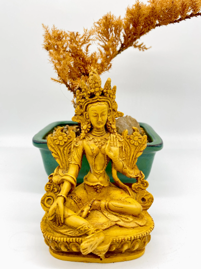 Handmade Green Tara, Goddess of Compassion, Female Buddha Statue,Tibetan Green Tara Resin Statue,Quan Yin,Spiritual Gifts,HouseWarming Gifts