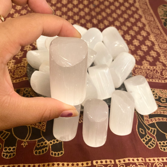 Selenite Cubes, Cleansing Stone, Medium Cylinder Selenite, Satin Spar Selenite Harmonizer Cylinder, Balancing, Chakra Healing, Crystal