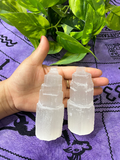 Selenite Tower,Cleansing Stone, 4 inches Cleansing Stone,White Selenite,Rough Selenite Tower,Healing Stone,Crystal Tower