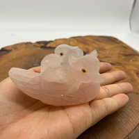 Rose Quartz Swan Couple Set, Two Swan Set, Handcarved Crystals, Stone for Love, Marriage Gifts, Beautiful Carving, Couple Crystals
