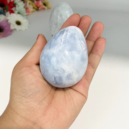 Blue Chalcedony Eggs, Chalcedony Crystals, Large Polished Chalcedony Stone, Natural Blue Crystals,Throat Chakra Gemstones, Stone for Balance