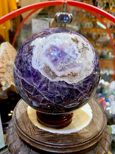 Amethyst 14inches (350mm) Sphere Crystals, Amethyst, Sphere Crystals, Reiki Healing, Stone for Crown and Third Chakra, Healing Stone,