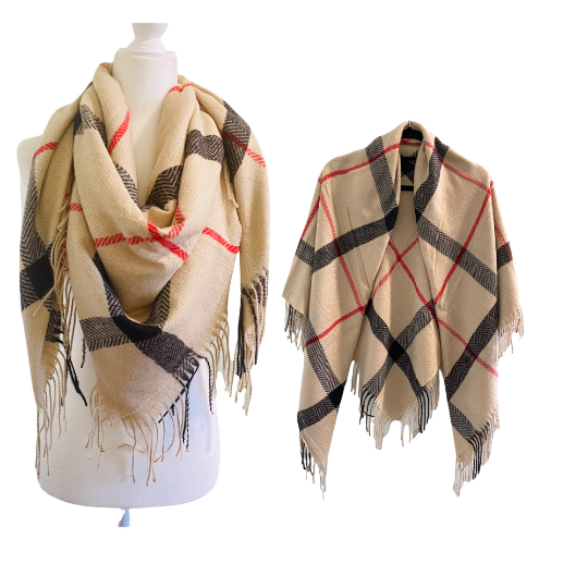 Plaid Blanket Oversized Winter Scarf/Shawl