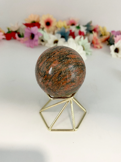 Unakite Crystal Sphere, 49mm Unikite Round Gemstone Ball, Unakite Jasper Sphere, Crystal Decor, Grounding Crystal, Balancing,Stone of Vision