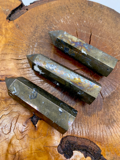 Pyrite Point, Iron Pyrite Tower, 198 gm  Pyrite Wand, Pyrite Obelisk Crystal, 3.5 inches Pyrite, Chakra Tower, Protective Crystal