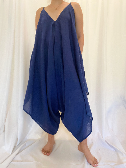 Handmade Organic Cotton Jumpsuit,Wide Leg Jumpsuit,Boho Jumpsuit,Harem One size Jumpsuit,Comfy  Yoga Jumpsuit,Beach Cover Up,Plus Size