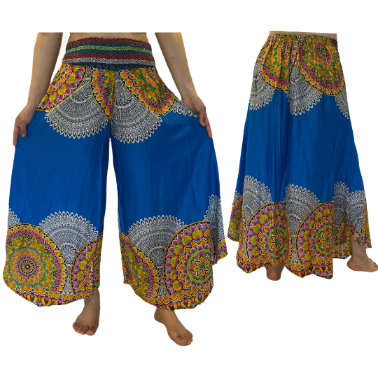 karmanepalcrafts Hand Embroidery Light Weight Summer Pants Blue