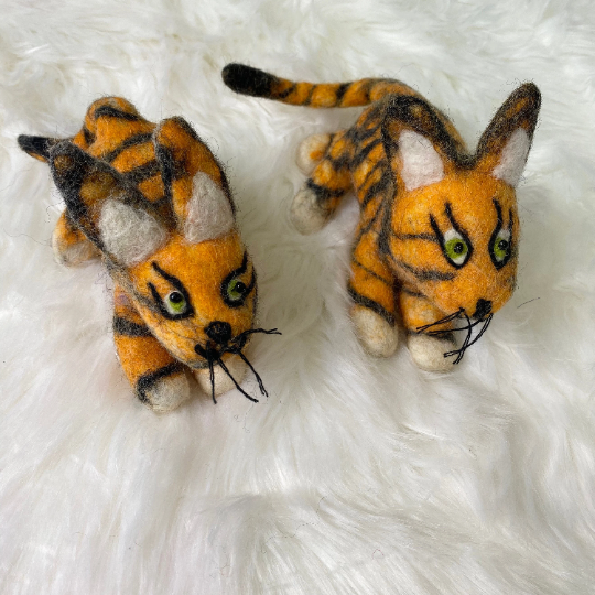 Felted Mini Tiger, Stuffed Animal, Felted Animal Toys, Non Itchy Toys, Gift For Animal Lovers, Needle Felted Tiger Animal, Kids Holiday Gift