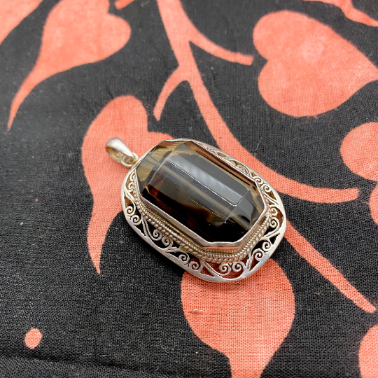 Smokey Quartz Pendant, Silver Pendants, Crystal Neckpiece, Bohemian Jewelry, Gift For Her, Unique Healing Gifts, Sterling Silver