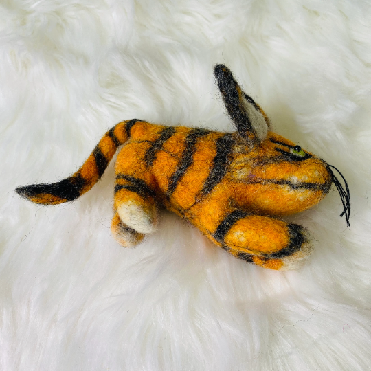 Felted Mini Tiger, Stuffed Animal, Felted Animal Toys, Non Itchy Toys, Gift For Animal Lovers, Needle Felted Tiger Animal, Kids Holiday Gift