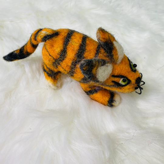 Felted Mini Tiger, Stuffed Animal, Felted Animal Toys, Non Itchy Toys, Gift For Animal Lovers, Needle Felted Tiger Animal, Kids Holiday Gift