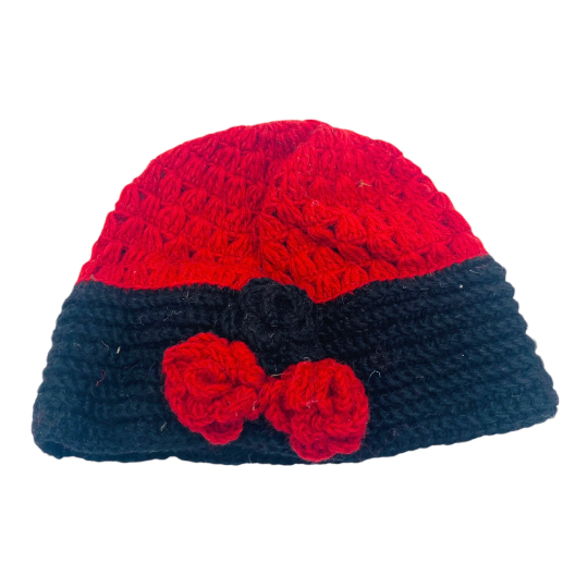 Crocheted Flower Design Wool Hat
