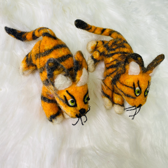 Felted Mini Tiger, Stuffed Animal, Felted Animal Toys, Non Itchy Toys, Gift For Animal Lovers, Needle Felted Tiger Animal, Kids Holiday Gift