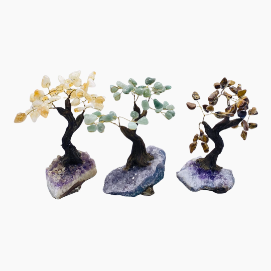 Crystal Prosperity Tree, 8" Gemstone Trees, Abundance Money Tree, Bonsai Tree, Citrine, Aventurine, Tiger eye Fengshui Home Decor