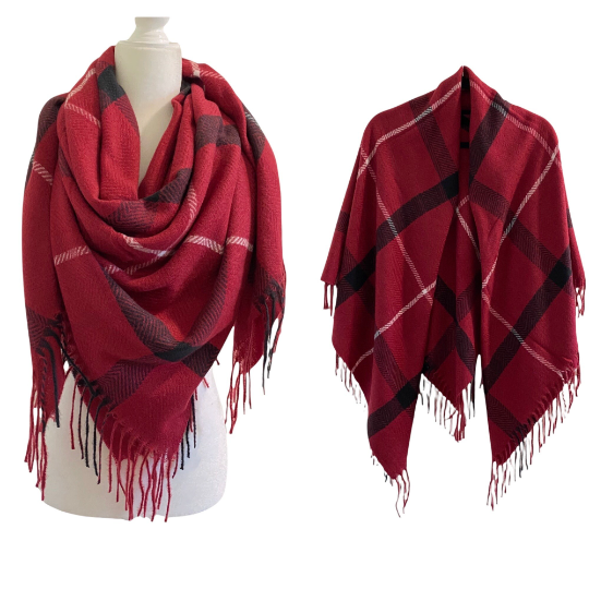 Plaid Blanket Oversized Winter Scarf/Shawl